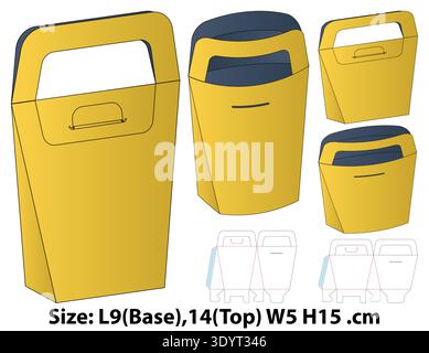 Gable Bag Packaging Mockup with Dieline Template Stock Vector