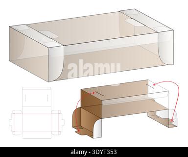 Flip Lid Tuck End Packaging Box Dieline Template Stock Vector