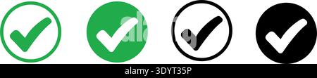 Set check mark and cross. Stock Vector