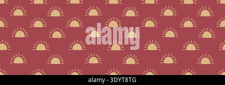 Seamless boho baby pattern with cute abstract suns. Simple doodle vector background perfect for nursery prints, textiles, wrapping paper, stationery, and charming kids room and baby designs. Stock Vector