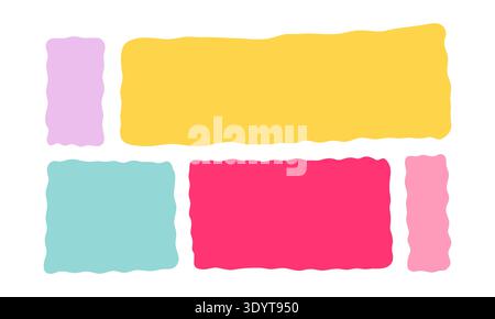 Wavy rectangle set in pastel colors on light background, abstract hand drawn frames with organic edges. Modern design elements for banners, social media, posters and web templates. Vector illustration Stock Vector