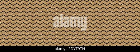 Gold chevron pattern on black background with glitter stripes creates elegant geometric texture perfect for luxurious wrapping paper or festive golden zigzag designs. Stock Vector
