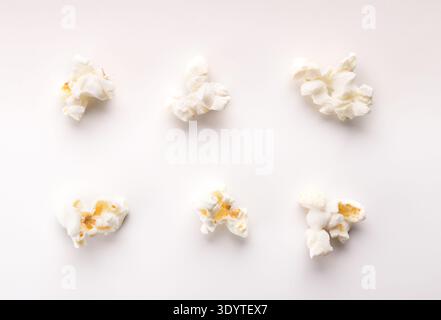 Collection of cooked popcorn isolated on white background Stock Photo
