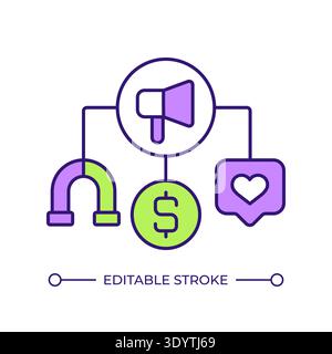 Digital marketing strategy line color icon Stock Vector
