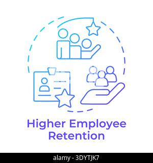 Higher employee retention blue gradient concept icon Stock Vector