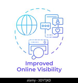Improved online visibility blue gradient concept icon Stock Vector