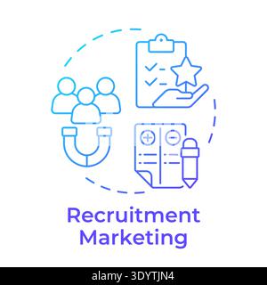 Recruitment marketing blue gradient concept icon Stock Vector