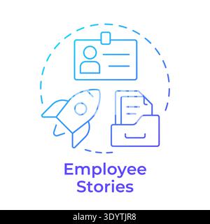 Employee stories blue gradient concept icon Stock Vector