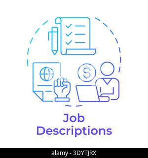 Job descriptions blue gradient concept icon Stock Vector