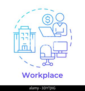 Workplace blue gradient concept icon Stock Vector