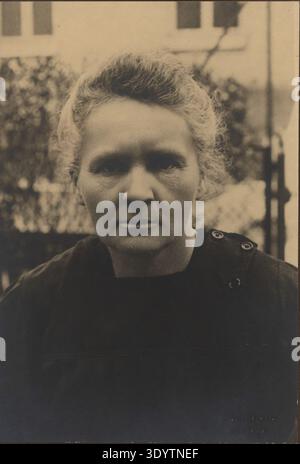 Vintage historical photo portrait of Marie Curie (1867–1934), pioneering physicist and chemist known for her research on radioactivity and the first woman to win a Nobel Prize. Stock Photo