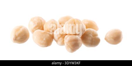 Hazelnut isolated on white background. Peeled hazelnuts. Clipping path Stock Photo