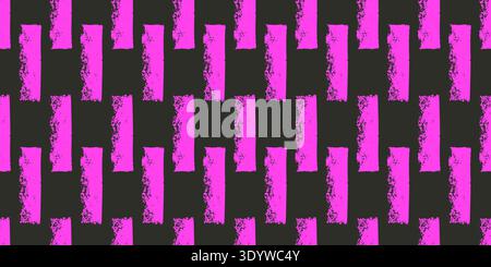 Fuchsia dash vibrant vertical lines seamless pattern. Surface pattern design geometric handmade neon pink and black motif. Hand drawn streaks abstract Stock Vector