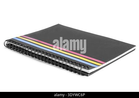Blank cover sprint notebook lying on white background Stock Photo