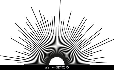 Semicircle with big irregular rays and an empty circular space in the center. Stock Vector