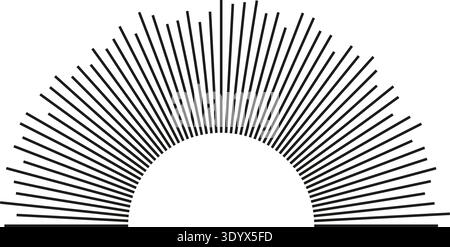 Semi-circle with big irregular rays and an empty circular space in the center. Stock Vector