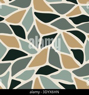 Muted Teal and Tan Mosaic Duck Hunting Camouflage Pattern Stock Vector