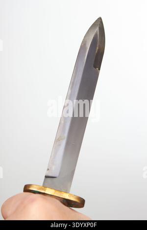 Various details of grip for throwing weapons - detail of hand and fingers Stock Photo