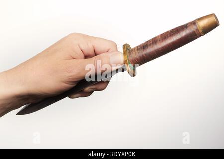 Various details of grip for throwing weapons - detail of hand and fingers Stock Photo