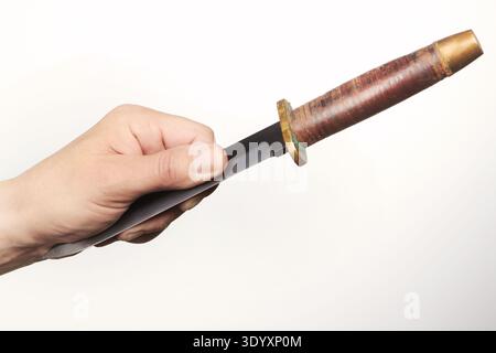 Various details of grip for throwing weapons - detail of hand and fingers Stock Photo