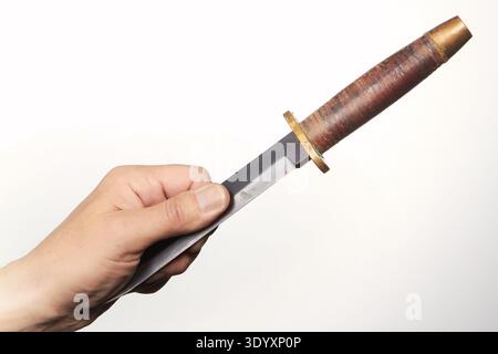 Various details of grip for throwing weapons - detail of hand and fingers Stock Photo