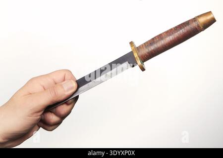 Various details of grip for throwing weapons - detail of hand and fingers Stock Photo