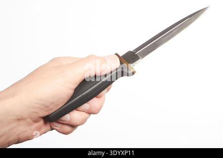 Styles of grip for throwing weapons - detail of hand grip of rubber handle Stock Photo