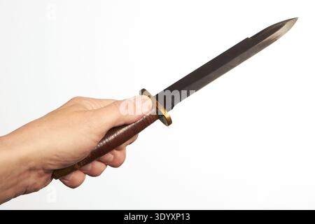 Styles of grip for throwing weapons - detail of hand grip Stock Photo