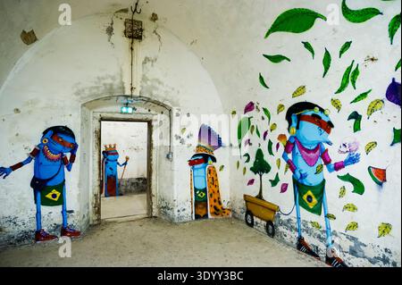 Street art, graffiti, MAUSA VAUBAN, Museum of Urban Art and Street Art, Vauban Fortress Neuf-Brisach, Neuf-Brisach, UNESCO World Heritage Site, Haut-R Stock Photo