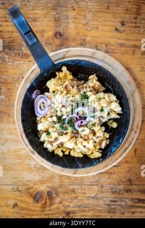 Cheese spaetzle, rustic dish, inn, Styria, Austria, Europe Stock Photo
