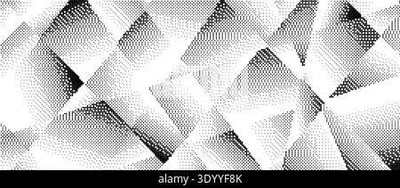 Dither halftone gradient polygon texture. Rough pixel triangle pattern background. Grunge dotted triangular surface overlay. Geometric gradated polygonal wallpaper overlay. Vector dot mosaic cover Stock Vector
