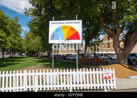 Australian Trust Authority Jonny Scholes Social art artwork in public Hobart Australia. Can you trust the internet today? Stock Photo