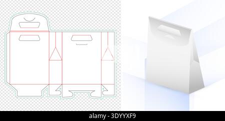 Die Cut or die line Box Packaging banana chips or cassava chips Template product Food Takeaway Carton Design for product packaging, food boxes Stock Vector