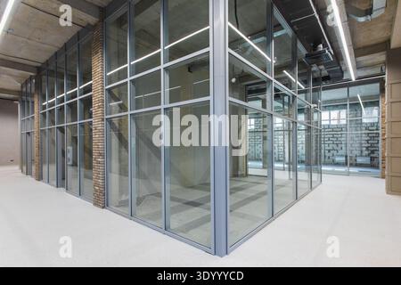 Modern Office Glass Partitions Stock Photo