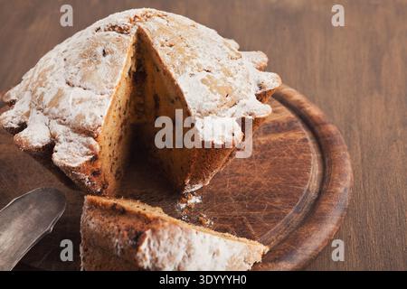 Easter cake sprinkled with powdered sugar Stock Photo