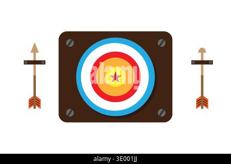 Target board illustration with an arrow hitting the center, symbolizing accuracy, focus, goals, and success in business or strategy concepts. Stock Vector