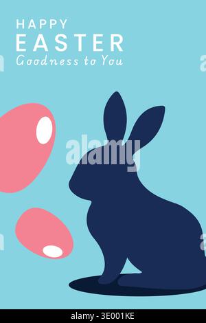 Pastel Easter greeting card illustration featuring a bunny silhouette, perfect for spring holiday designs, posters, and festive greetings. Stock Vector