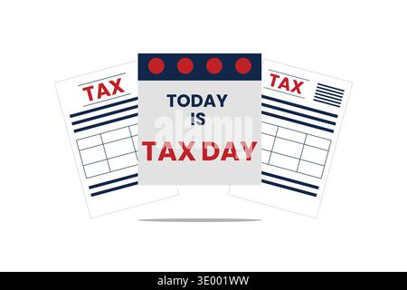Professional tax concept background with documents and financial forms representing the tax reporting process. Stock Vector