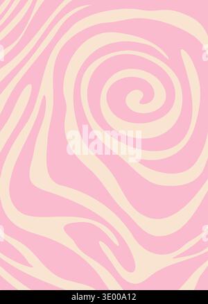 Funky distorted pink line groovy pattern or texture. Wavy line groovy pattern, trippy funky backdrop. Distorted spiral y2k background Stock Vector