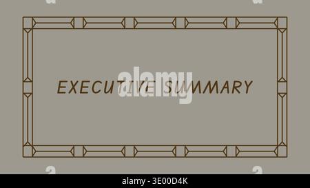 Simple framed card with executive summary text inside a classic border design Stock Vector