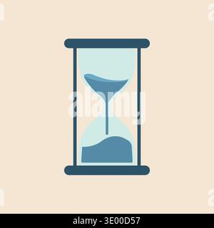 Simple hourglass timer with sand inside a glass frame in a minimal flat design Stock Vector