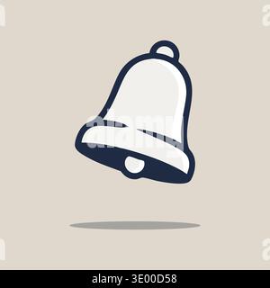 Simple bell icon with clapper and small shadow suggesting alert notification Stock Vector