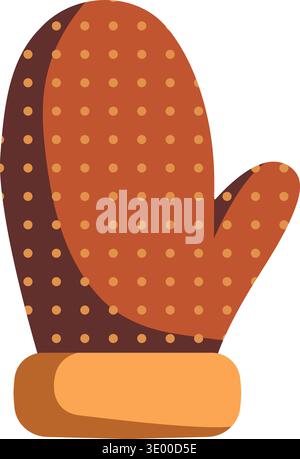 Flat illustration of a brown oven mitt with dotted texture and cuff for heat protection Stock Vector