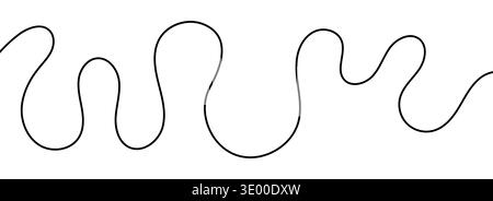 Fluid black line drawn in a continuous, calligraphic ribbon style. Stock Vector