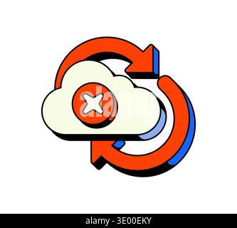 Cloud sync failed data error UI overlay alert illustration Stock Vector