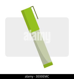 Closed green highlighter. Professional writing marker. Essential office supply. School stationery equipment Vector. Stock Vector