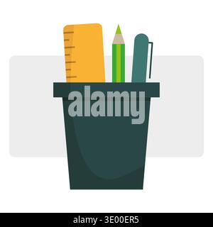 Professional stationery set. Comprehensive office Vector. Functional organizer tool. Diverse writing kit. Stock Vector