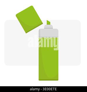 Green office highlighter. Bright neon marker. Professional drawing Vector. Creative school stationery tool. Stock Vector