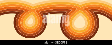 Groovy background with a stripe warm color arch. Stock Vector