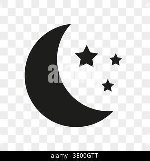Night sky crescent. Dream sleep stars. Vector moon symbol. Celestial darkness icon Stock Vector